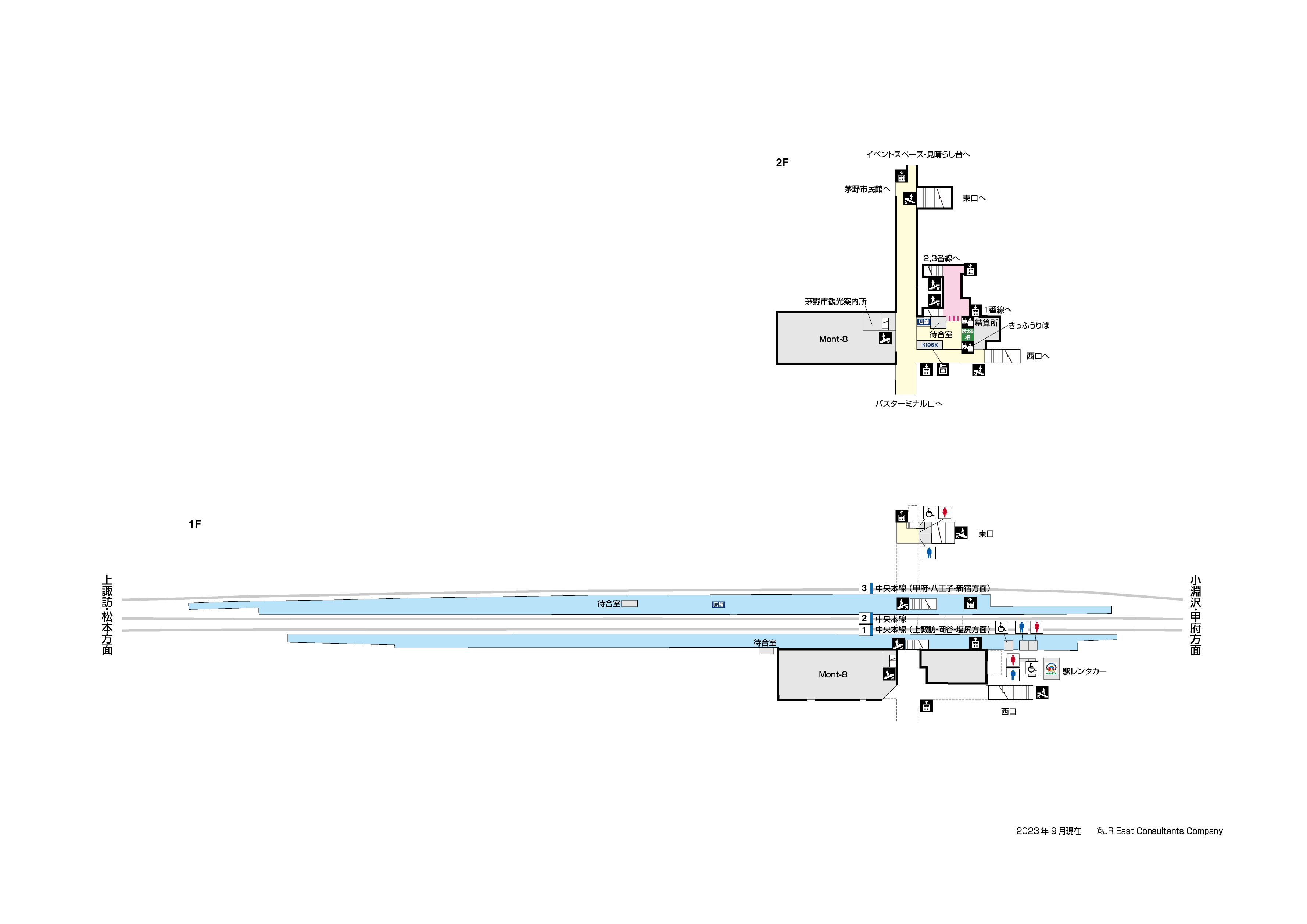 茅野駅　1F-2F構内図