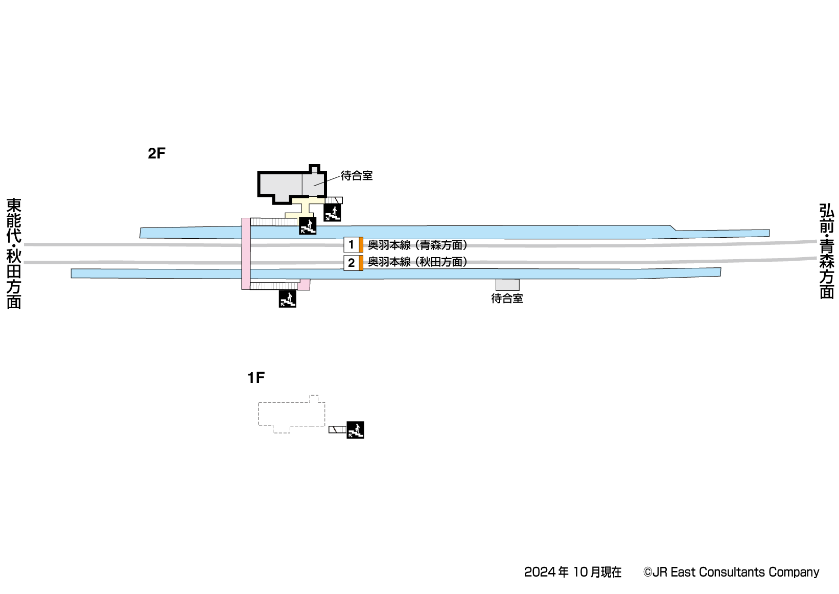 鶴形駅　1F-2F構内図