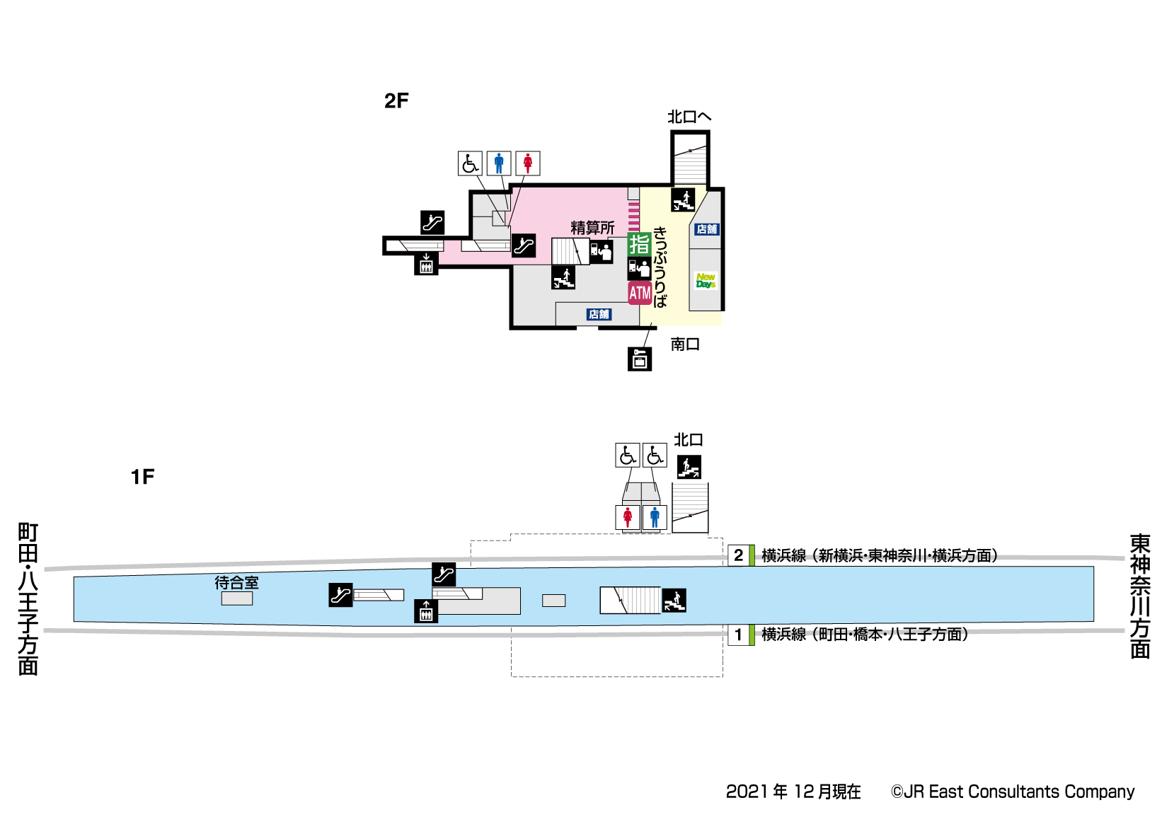 十日市場駅　1F-2F構内図