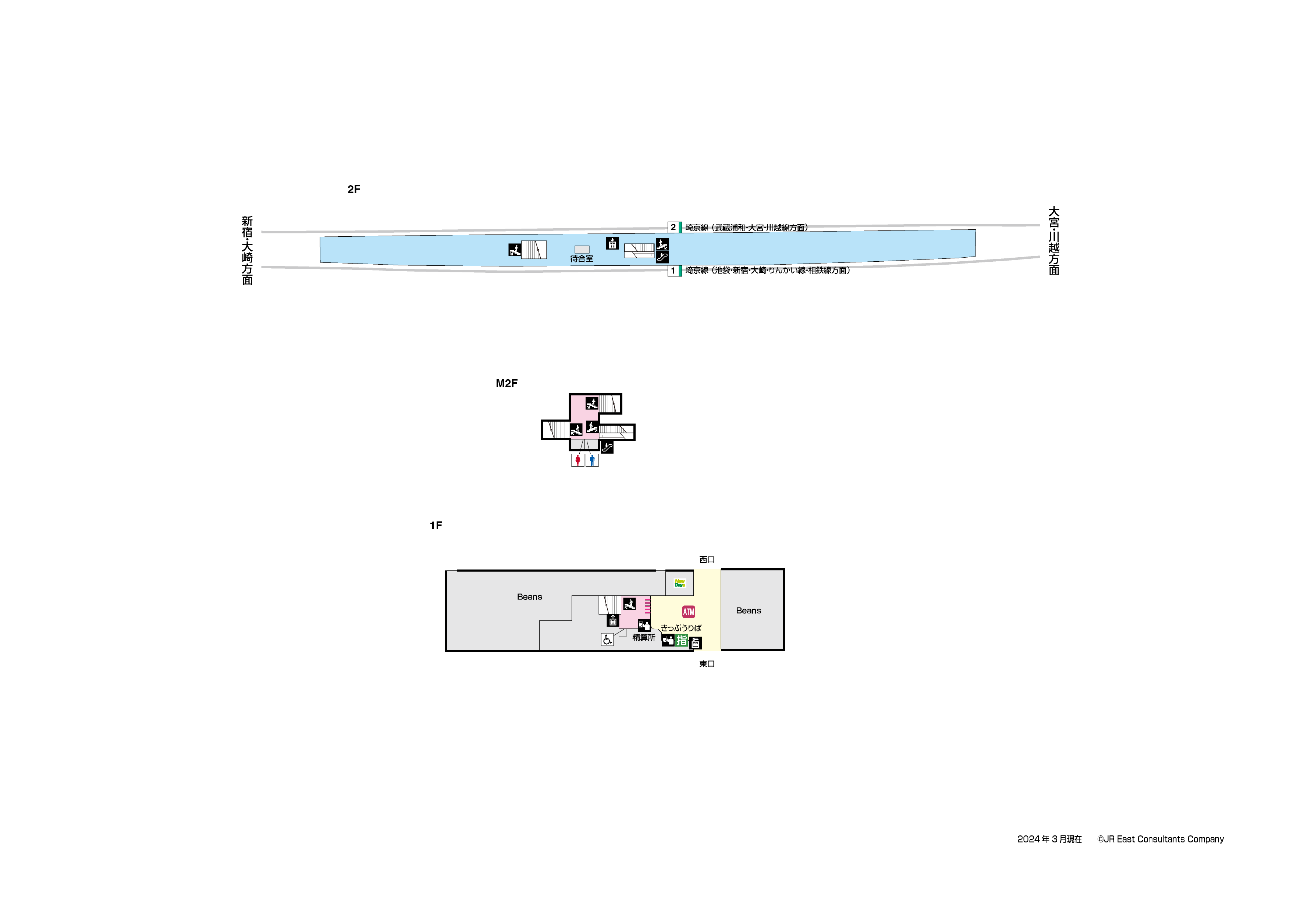 戸田駅　1F-2F構内図