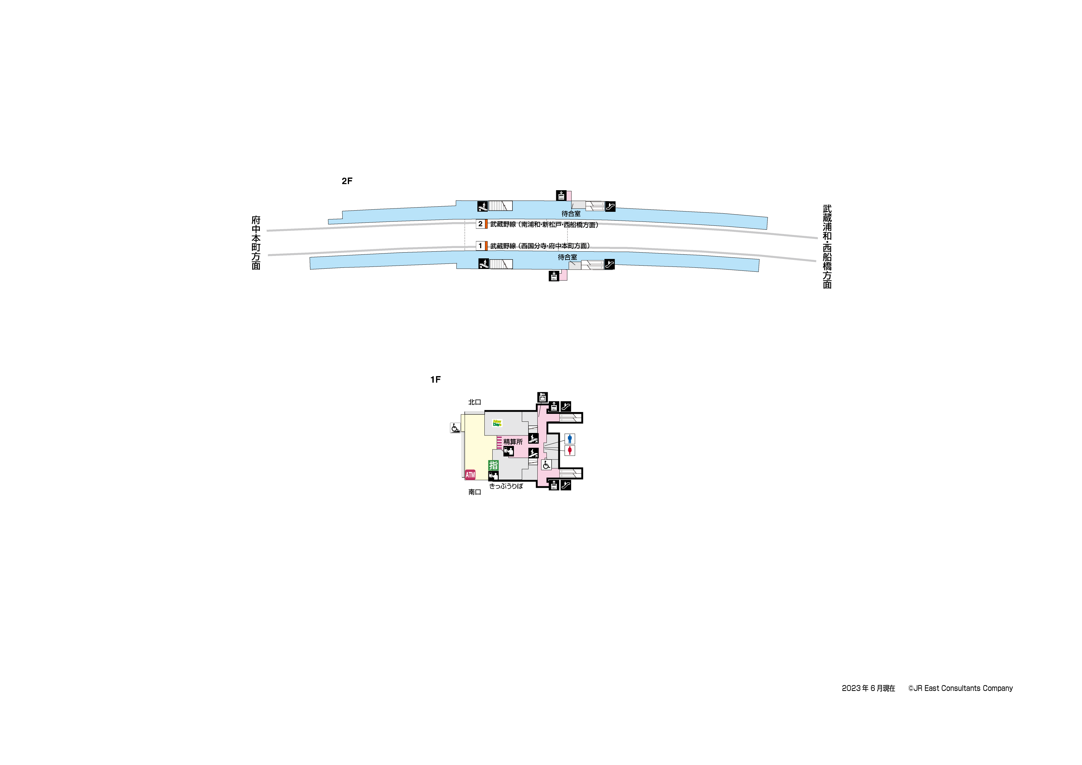 新座駅　1F-2F構内図