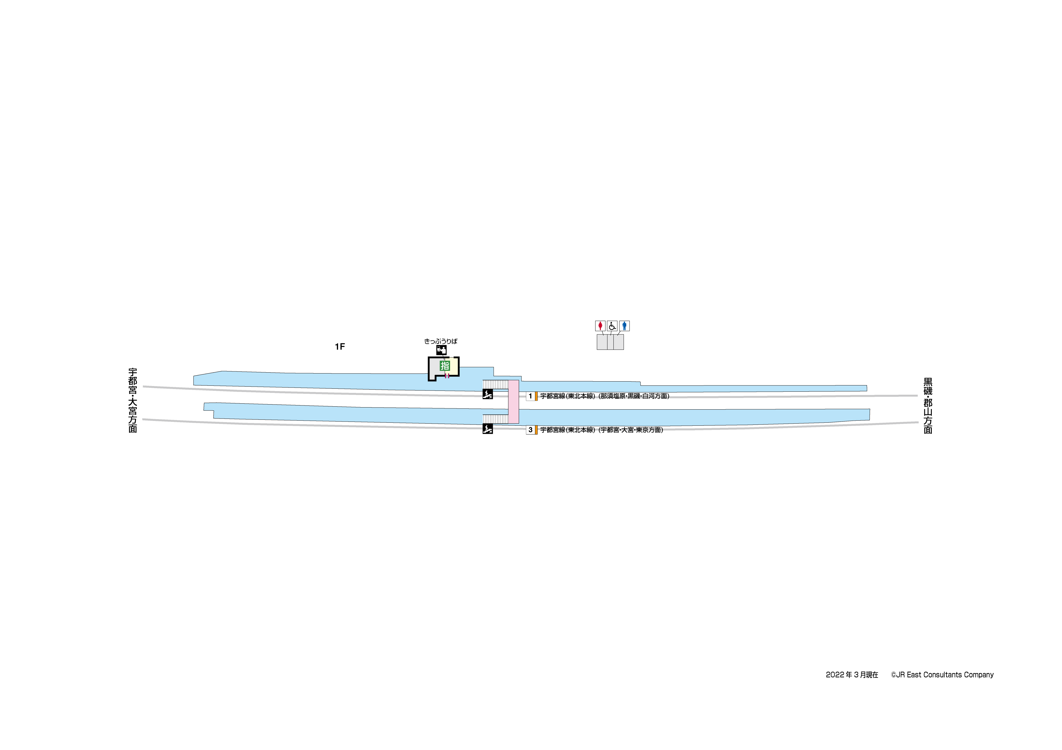 野崎駅　1F-2F構内図