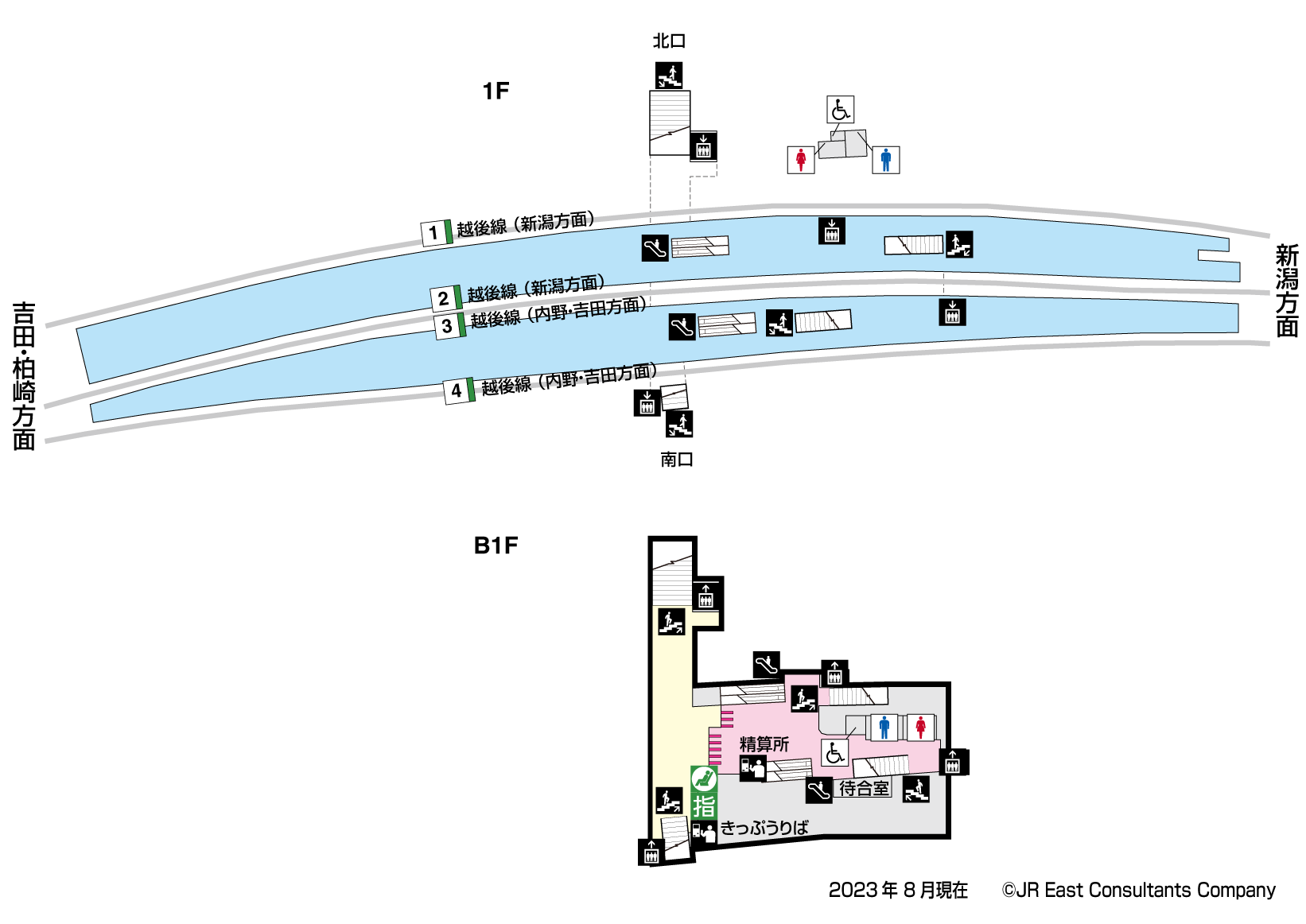 白山駅　B1-1F構内図