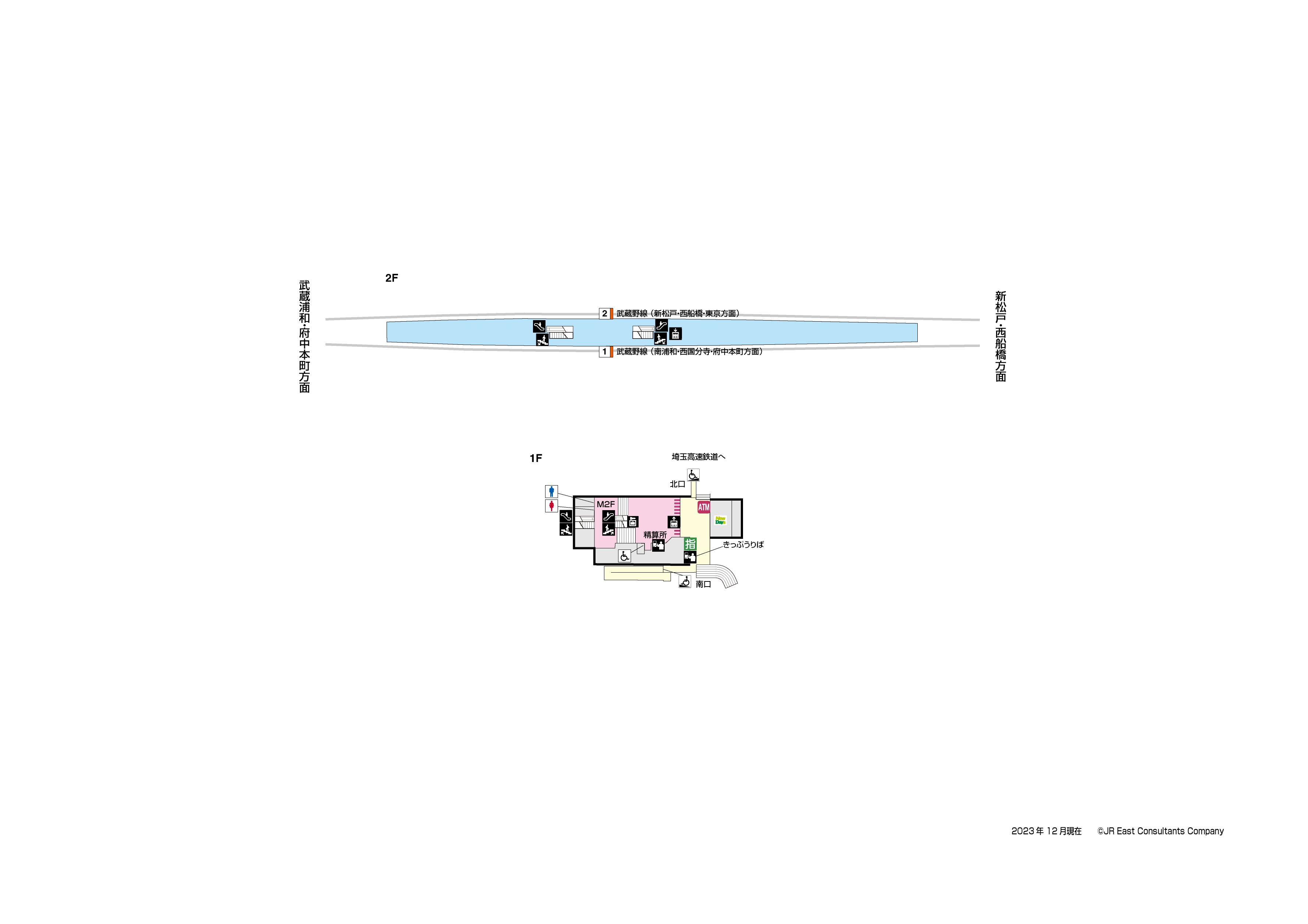 東川口駅　1F-2F構内図