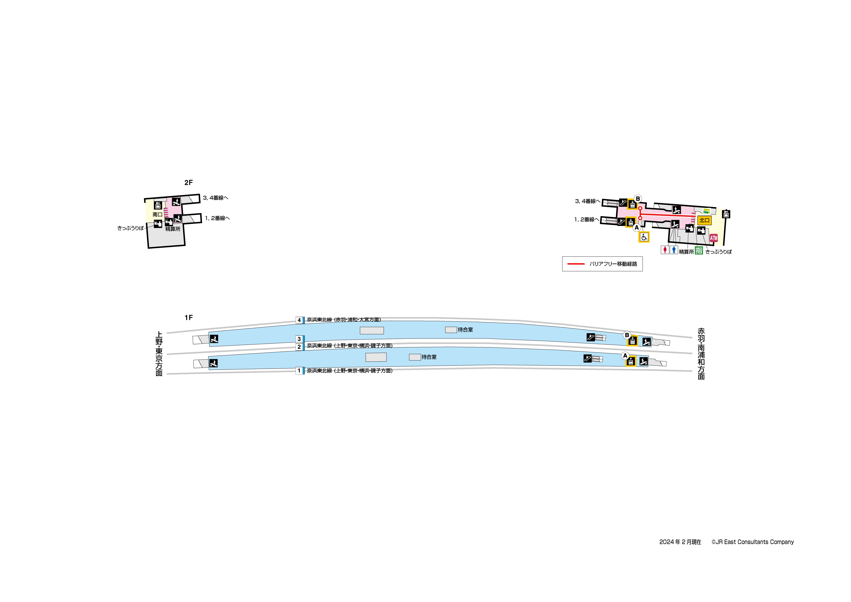 東十条駅　B1-1F構内図