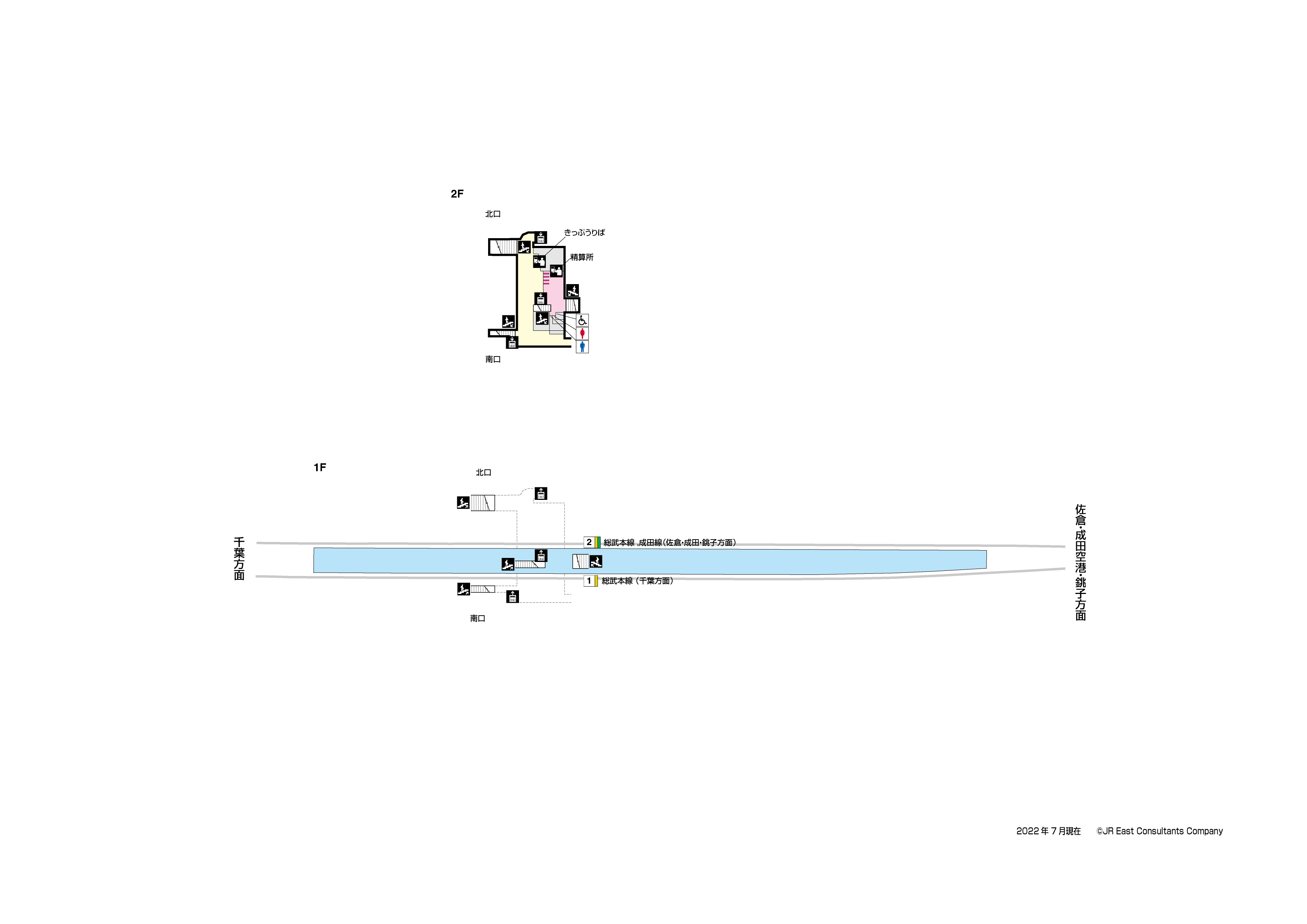 東千葉駅　1F-2F構内図