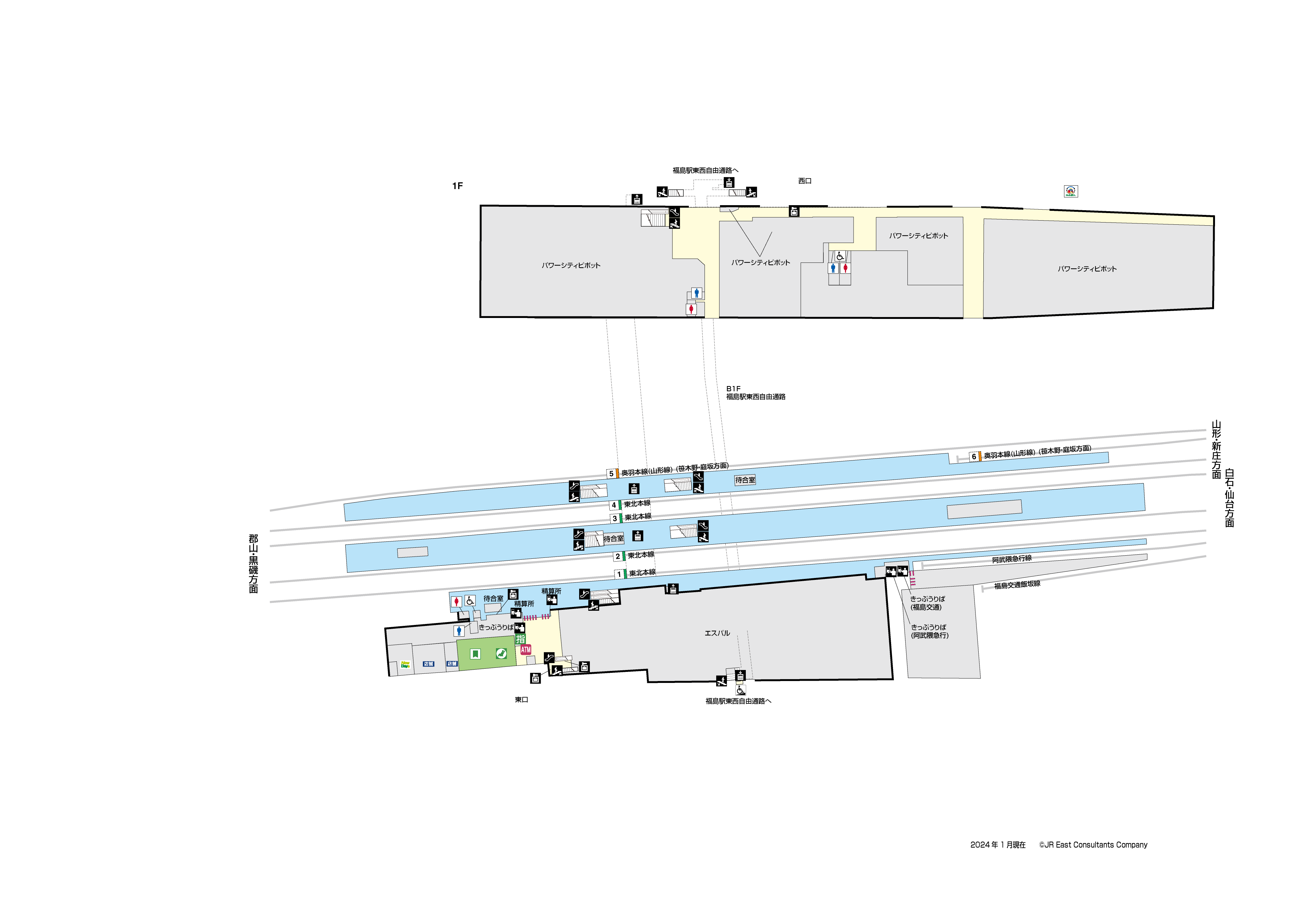 福島駅　1F構内図