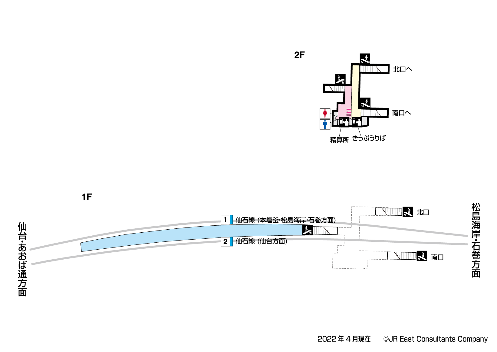 福田町駅　1F-2F構内図