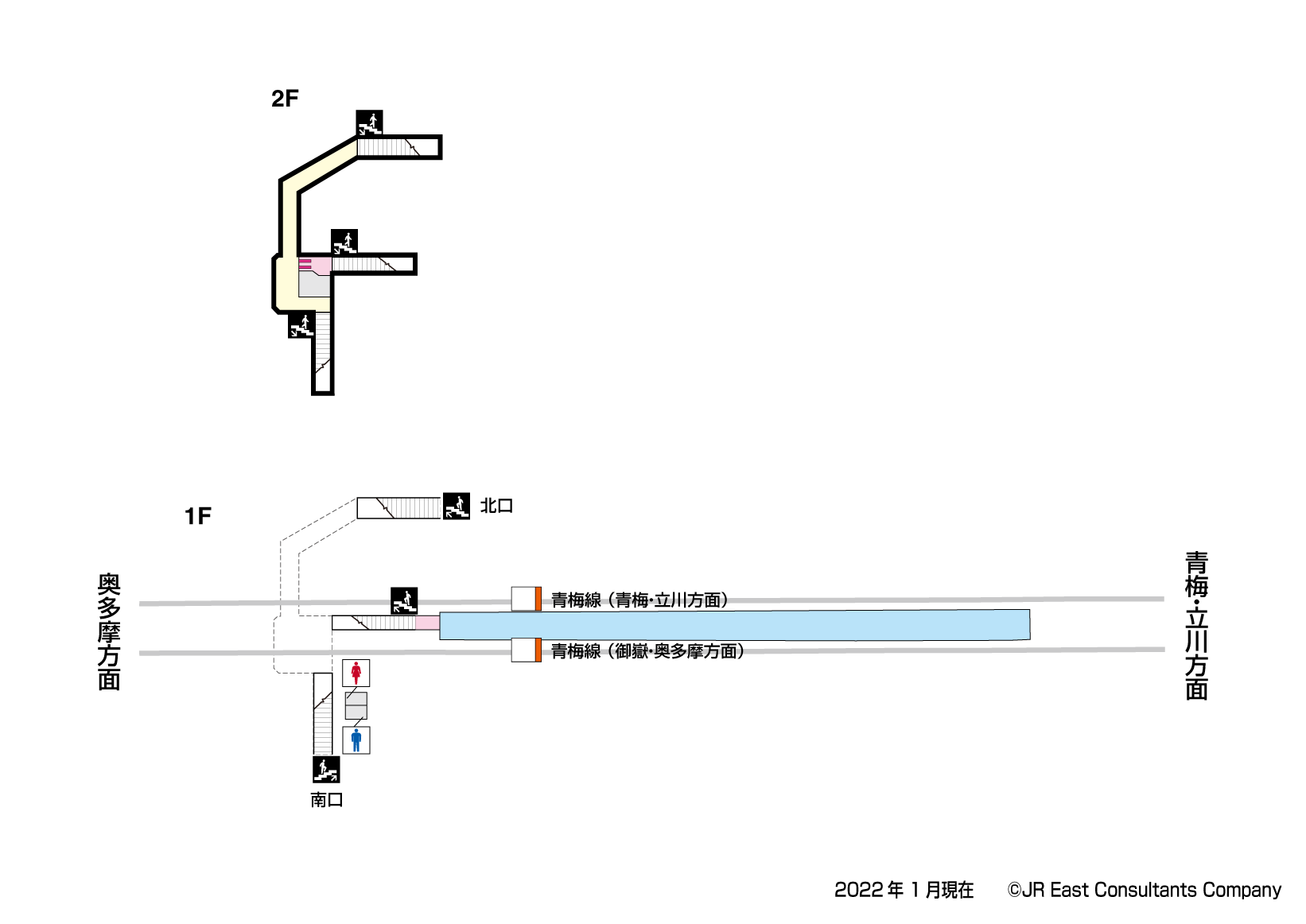 二俣尾駅　1F-2F構内図