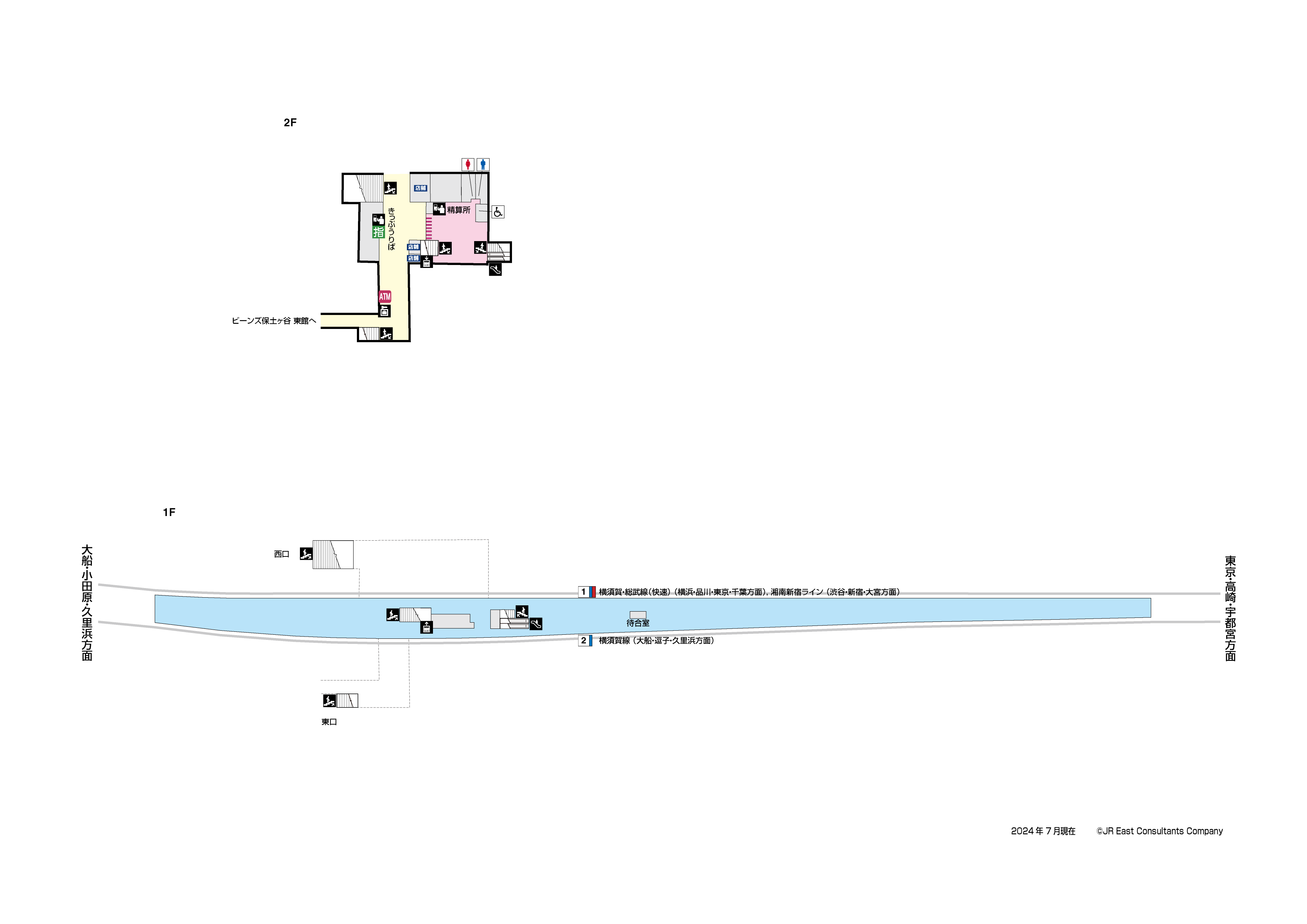 保土ケ谷駅　1F-2F構内図