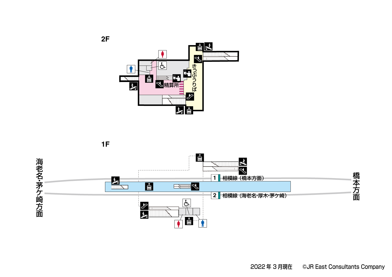 南橋本駅　1F-2F構内図