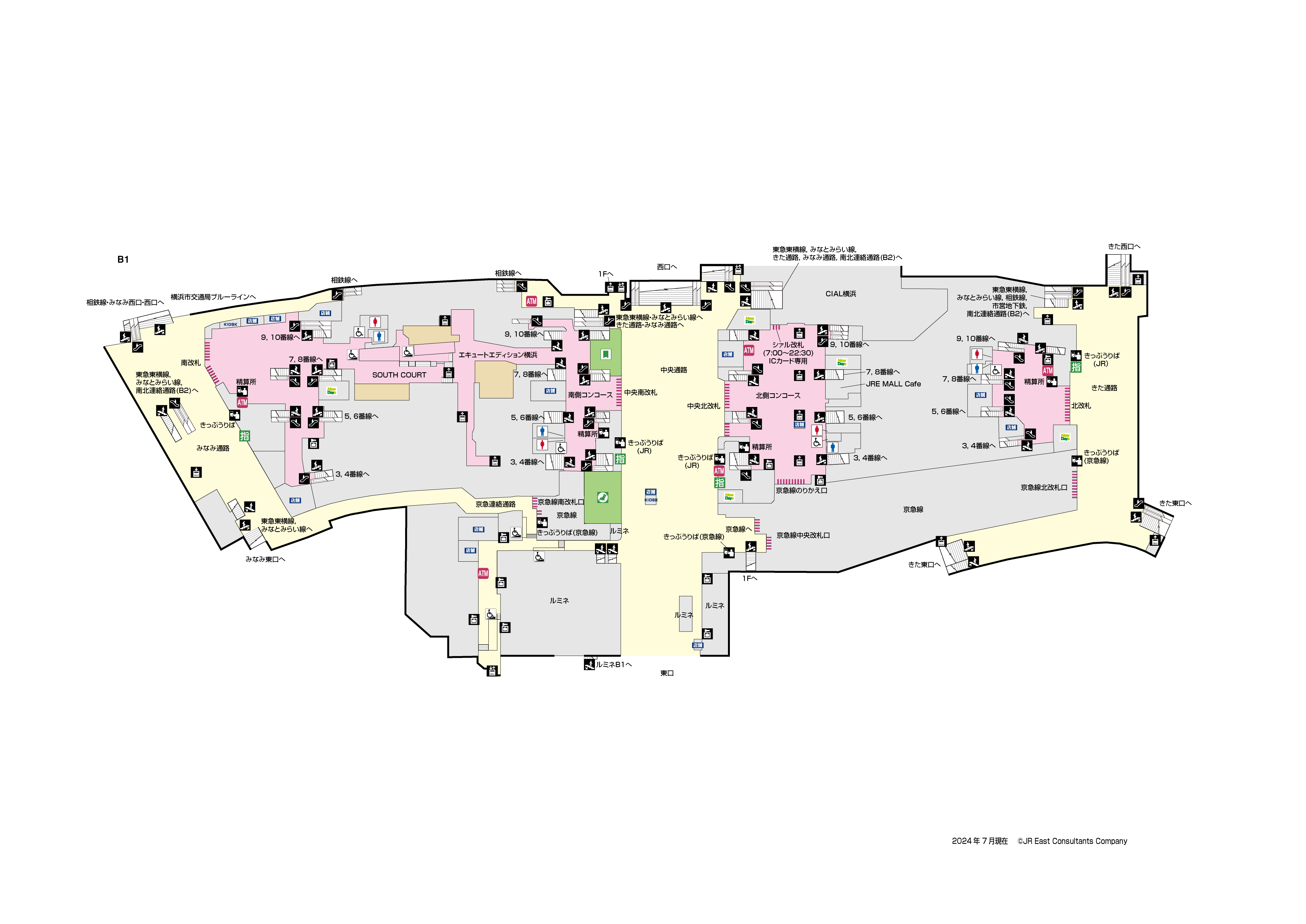 横浜駅　B1構内図