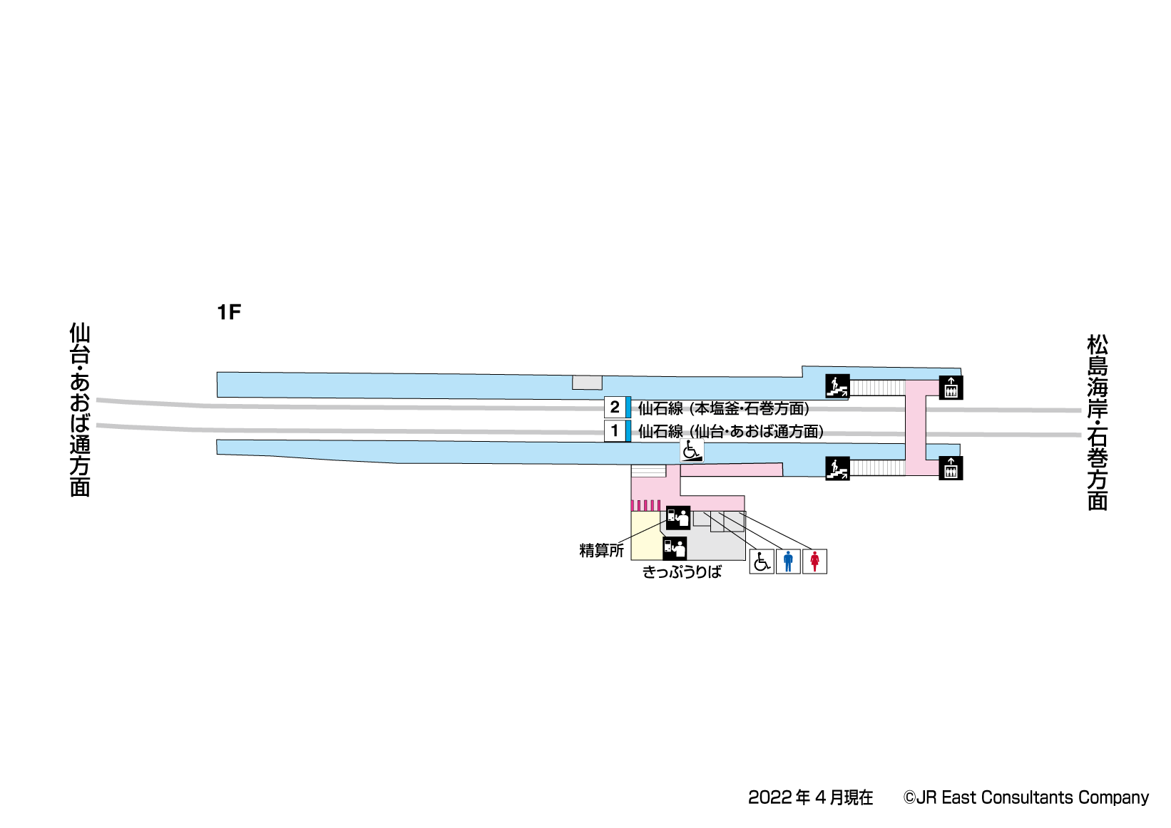 陸前高砂駅　1F構内図