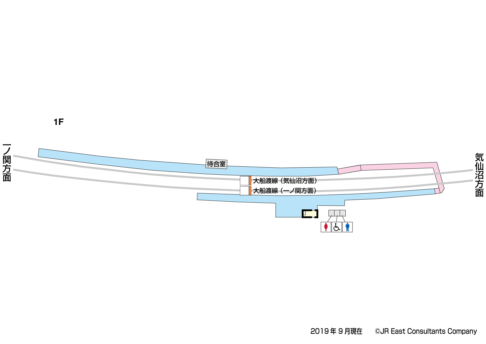 陸中門崎駅　1F構内図