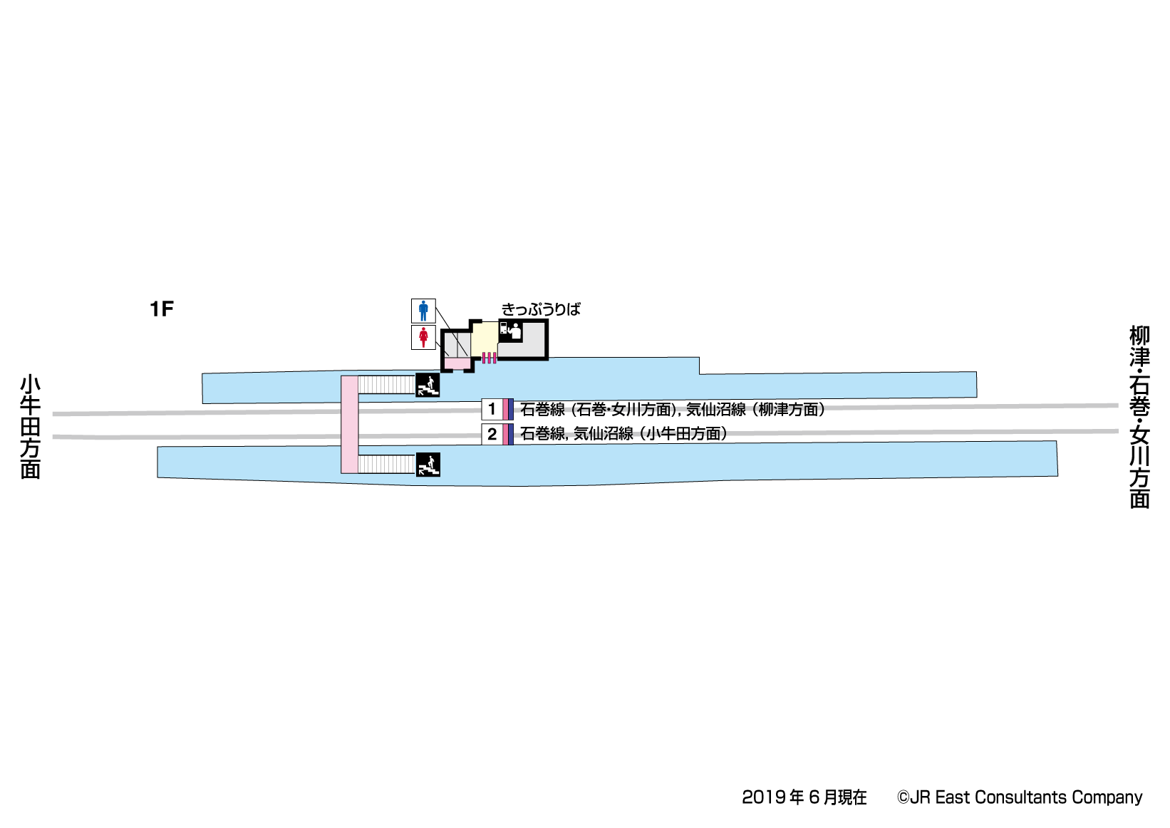 涌谷駅　1F構内図