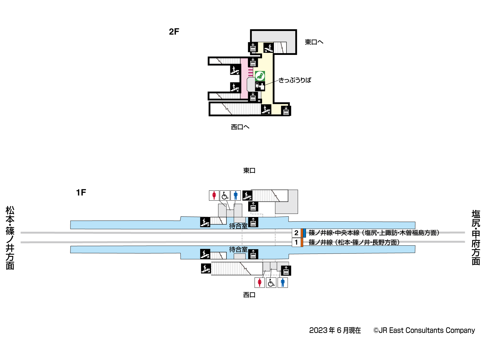 平田駅　1F-2F構内図