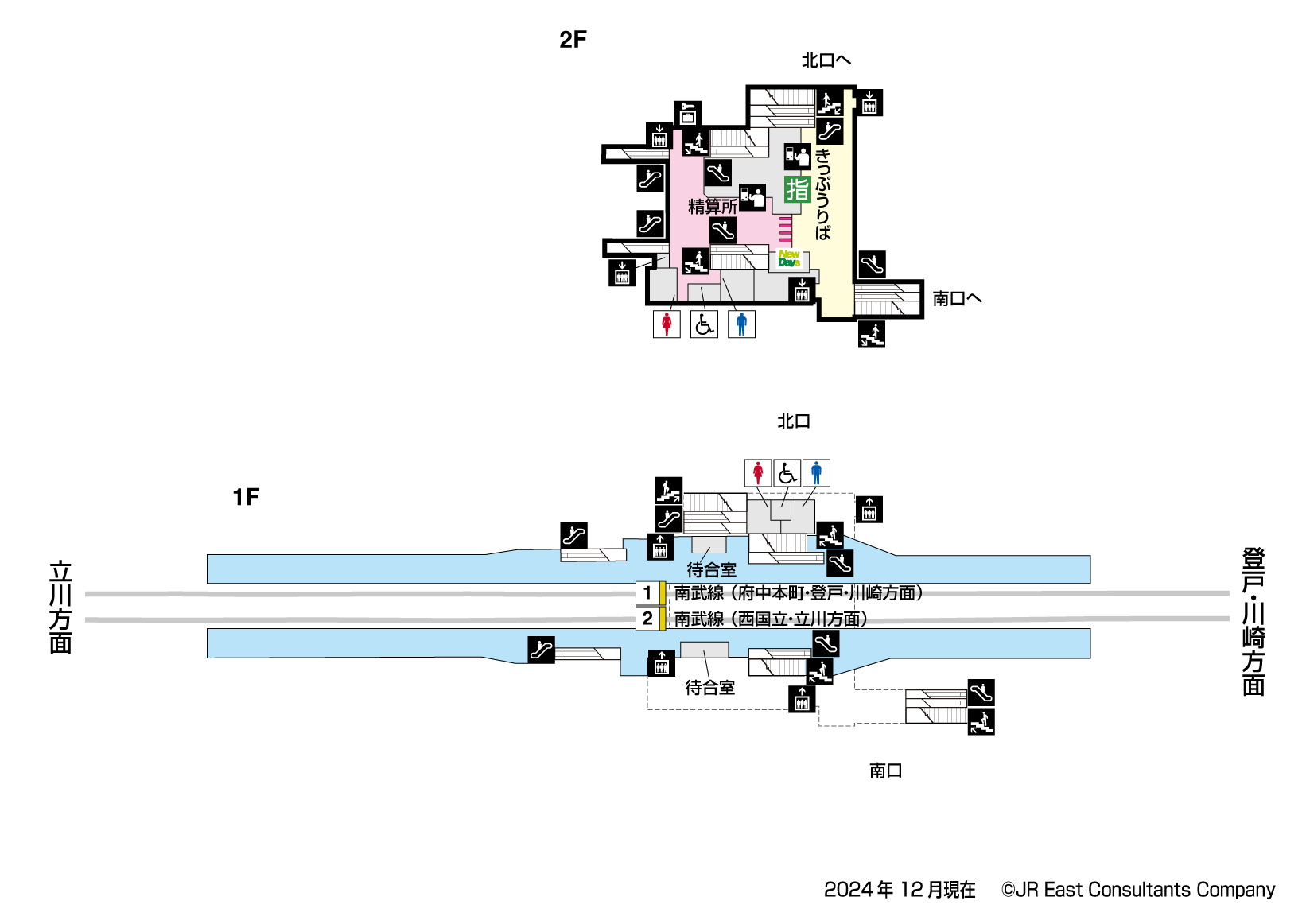 西府駅　1F-2F構内図