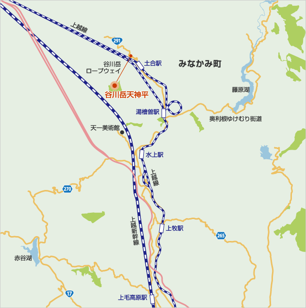 群馬県谷川岳周辺の地図