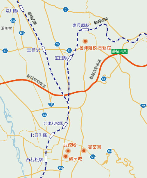 福島県・会津若松市の地図