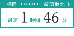 盛岡 → 新函館北斗 最速1時間46分 盛岡発旅行プランはこちら