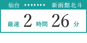仙台 → 新函館北斗 最速2時間26分 仙台発旅行プランはこちら