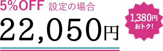 5%OFF設定の場合 22,050円 1,380円おトク!