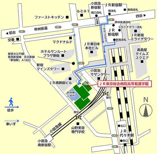 JR東京総合病院高等看護学園の地図
