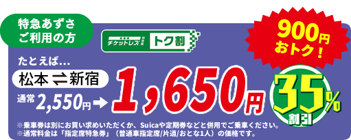 特急あずさご利用の方