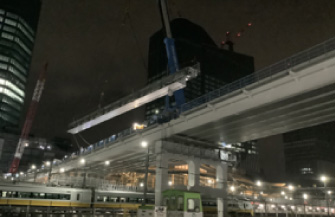 鉄道橋建設中の様子
