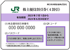 東日本旅客鉄道 株主優待 株主優待割引券(4枚) 有効期限:2024.6.30