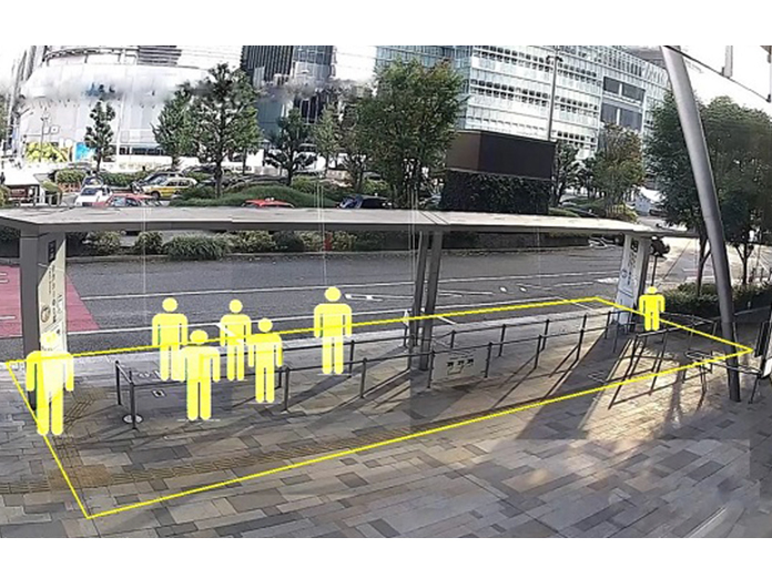 東京駅八重洲口タクシー乗り場の混雑情報可視化の実証実験のイメージ