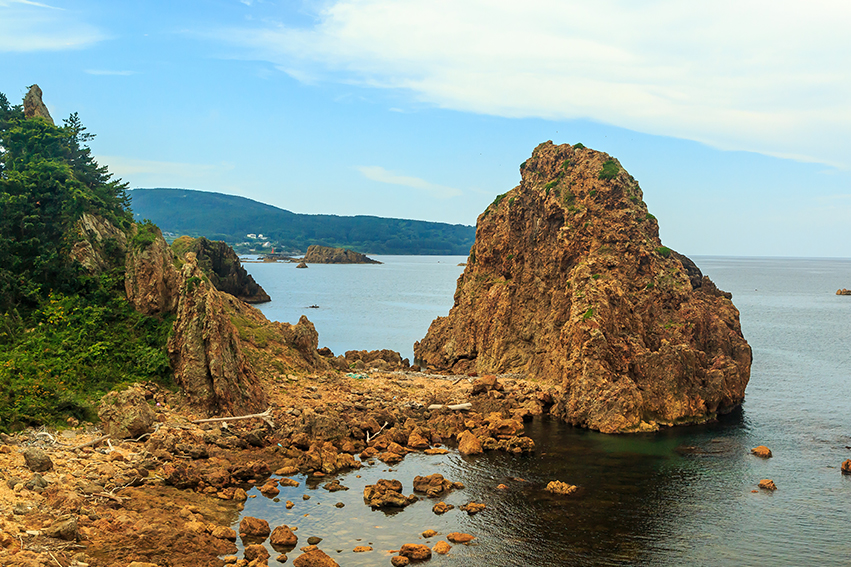 Uniquely shaped rocks in the Sea of Japan.