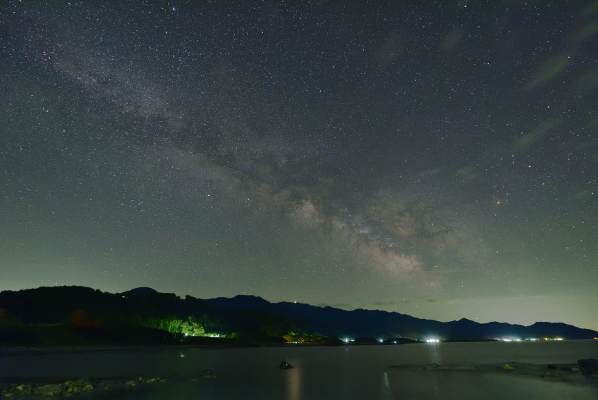 深浦の海から見た星空。