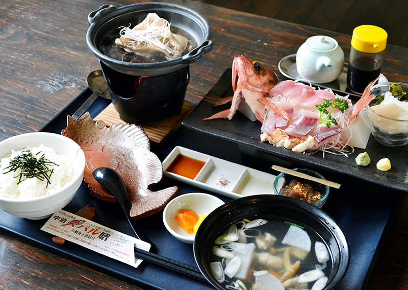 中泊メバルの刺し身と煮付け膳
