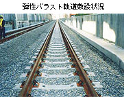 弾性バラスト軌道敷設状況の写真