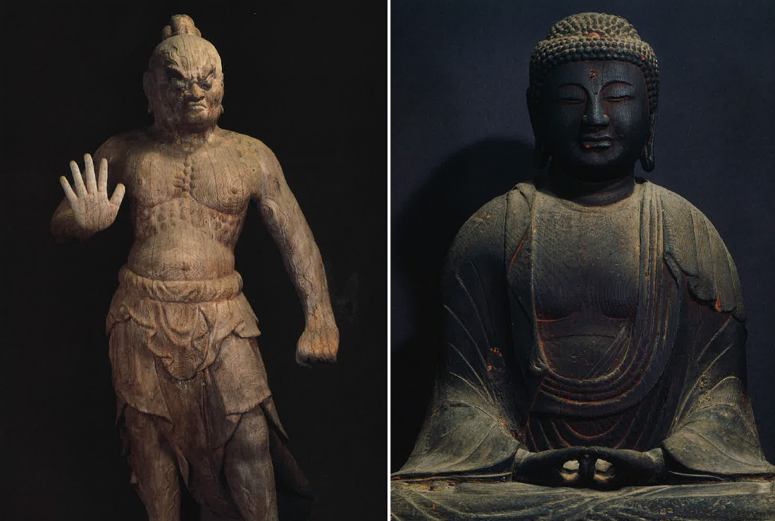 金剛力士立像(法用寺)の写真と阿弥陀如来坐像(薬師寺)の写真