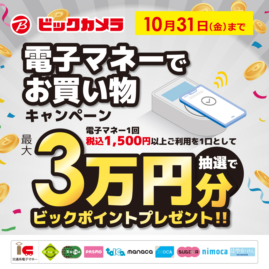 ビックカメラ電子マネーでお買いものキャンペーン
