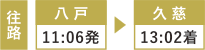 往路 八戸11:06発 久慈13:02着