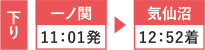 下り 一ノ関11:01発 気仙沼12:52着