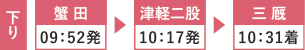 下り 蟹田09:52発 津軽二股10:17発 三厩10:31着