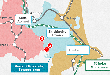 青森観光モデルコースの地図