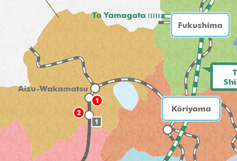 福島観光モデルコースの地図