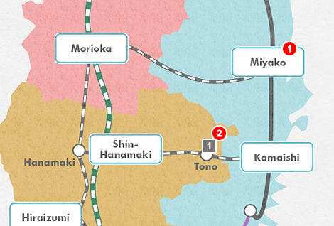 岩手観光モデルコースの地図