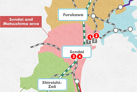 Mapa del modelo de recorrido turístico por Miyagi