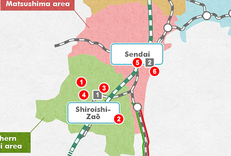 Mapa del modelo de recorrido turístico por Miyagi