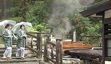 Fotografía del pueblo de aguas termales onsen de Naruko