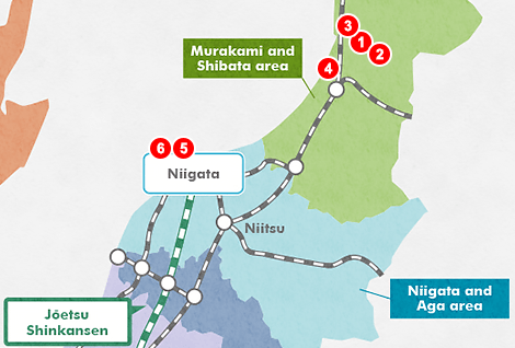 新潟観光モデルコースの地図