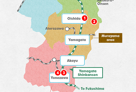 A Map of Yamagata Model Sightseeing Course