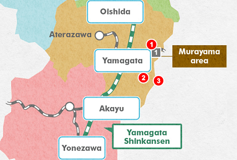A Map of Yamagata Model Sightseeing Course