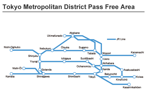 Tokyo Metropolitan District Pass Free Area